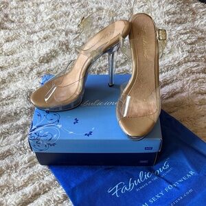 Clear Tan Pleaser Fabulicious Heels 8